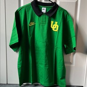 Nike Oregon Ducks Green Polo with Black Collar and Yellow Accents medium